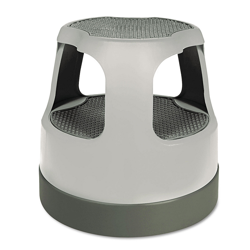 Cramer Scooter Stool, Round, 2-Step, 15", Step and Lock Wheels, 300 lb Capacity, Gray (50011PK82)