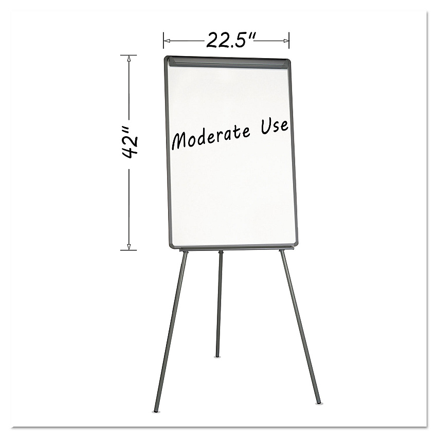 MasterVision Basic Tripod Melamine Presentation Easel, 22.5 x 42, White/Black (EA2300045)