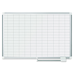 MasterVision Grid Planning Board, 1 x 2 Grid, 36 x 24, White/Silver (MA0392830)