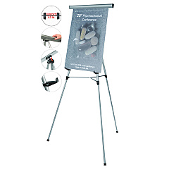 MasterVision Telescoping Tripod Display Easel, Adjusts 35" to 64" High, Metal, Silver (FLX09102MV)