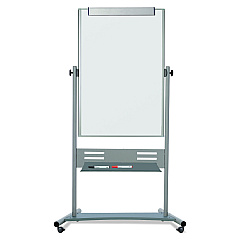 MasterVision Magnetic Reversible Mobile Easel, Vertical Orientation, 35.4" x 47.2", Board, 80" Tall Easel, White/Silver (QR5203)