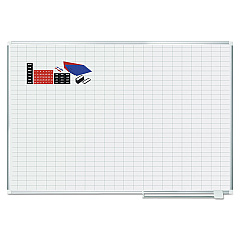 MasterVision Grid Planning Board w/ Accessories, 1 x 2 Grid, 72 x 48, White/Silver (MA2792830A)