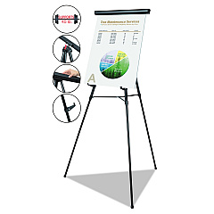 MasterVision Telescoping Tripod Display Easel, Adjusts 38" to 69" High, Metal, Black (FLX05101MV)