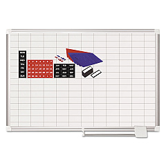 MasterVision Grid Planning Board w/ Accessories, 1 x 2 Grid, 36 x 24, White/Silver (MA0392830A)