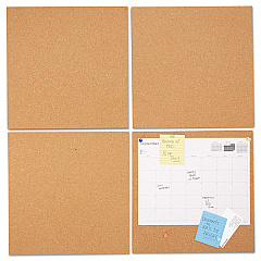 Universal Cork Tile Panels, Brown, 12 x 12, 4/Pack (UNV43404)