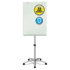 Quartet Infinity Glass Mobile Presentation Easel, 3 ft x 2 ft, Silver/White (ECM32G)