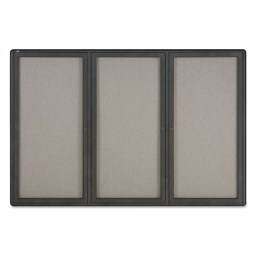 Quartet Enclosed Fabric-Cork Board, 72 x 48, Gray Surface, Graphite Aluminum Frame (2367L)