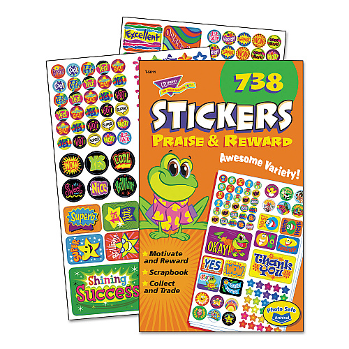 TREND Sticker Assortment Pack, Frogs, Starts, Thank You!, Assorted Colors, 738/Pad (5011)