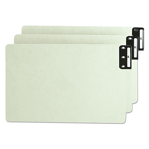 Smead 100% Recycled End Tab Pressboard Guides with Metal Tabs, 1/3-Cut End Tab, A to Z, 8.5 x 14, Green, 25/Set (63276)