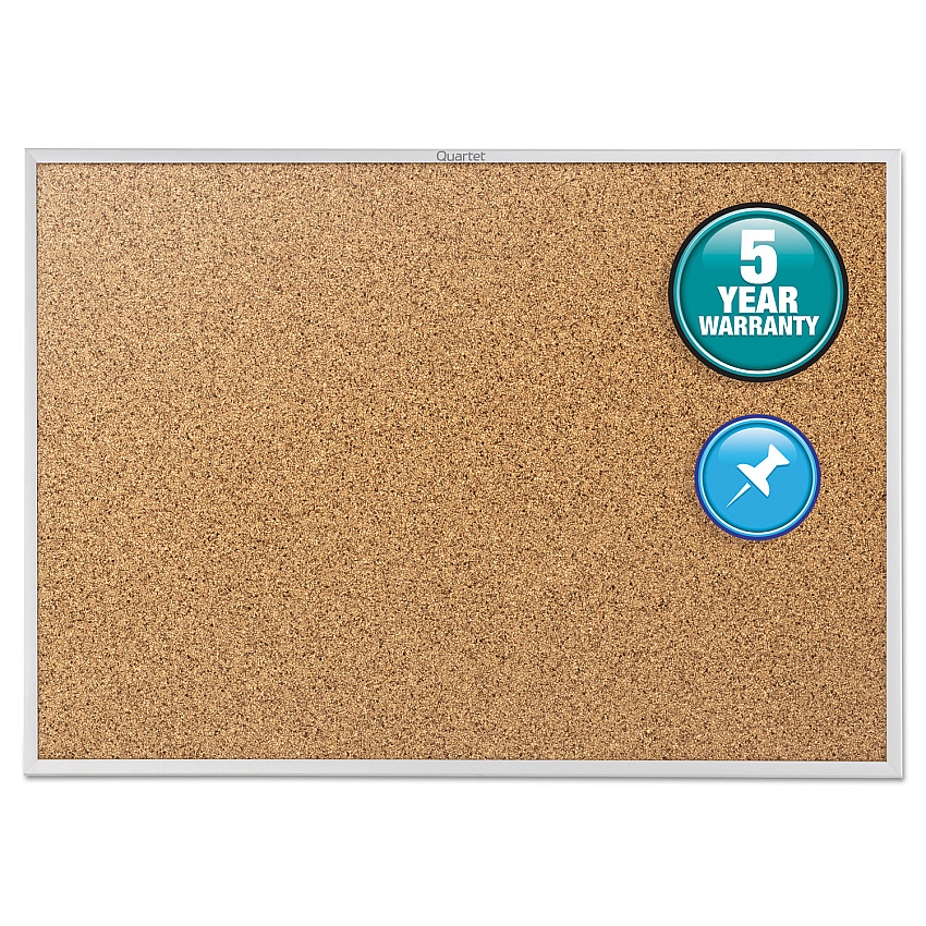 Quartet Classic Series Cork Bulletin Board, 36 x 24, Silver Aluminum Frame (2303)