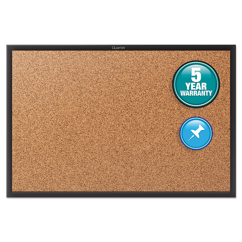 Quartet Classic Series Cork Bulletin Board, 24x18, Black Aluminum Frame (2301B)