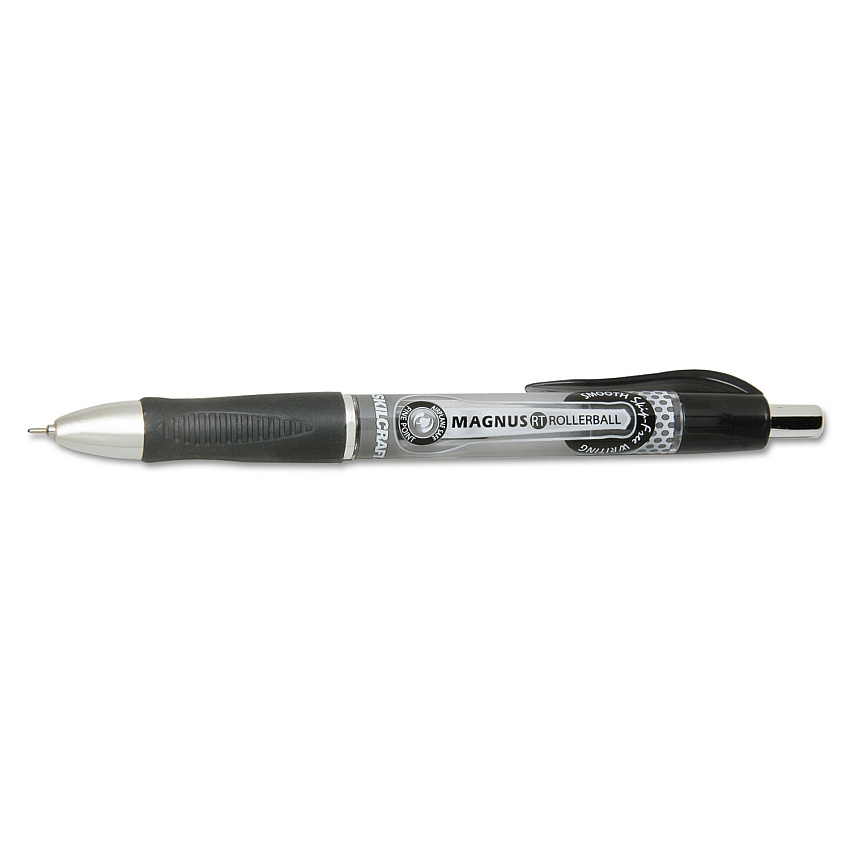 AbilityOne 7520016539298 SKILCRAFT Needle Point Roller Ball Pen, Retractable, Fine 0.7 mm, Black Ink, Gray/Black/White Barrel, Dozen