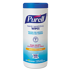 PURELL Premoistened Hand Sanitizing Wipes, 5.78 x 7, 100/Canister, 12 Canisters/Carton (911112CT)