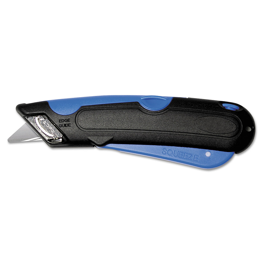 Cosco Easycut Cutter Knife w/Self-Retracting Safety-Tipped Blade, Black/Blue (091508)