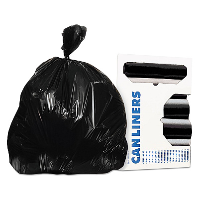 Linear Low Density Can Liners with AccuFit Sizing, 55 gal, 1.3 mil, 40" x 53", Black, 100/Carton (H8053PKR01)