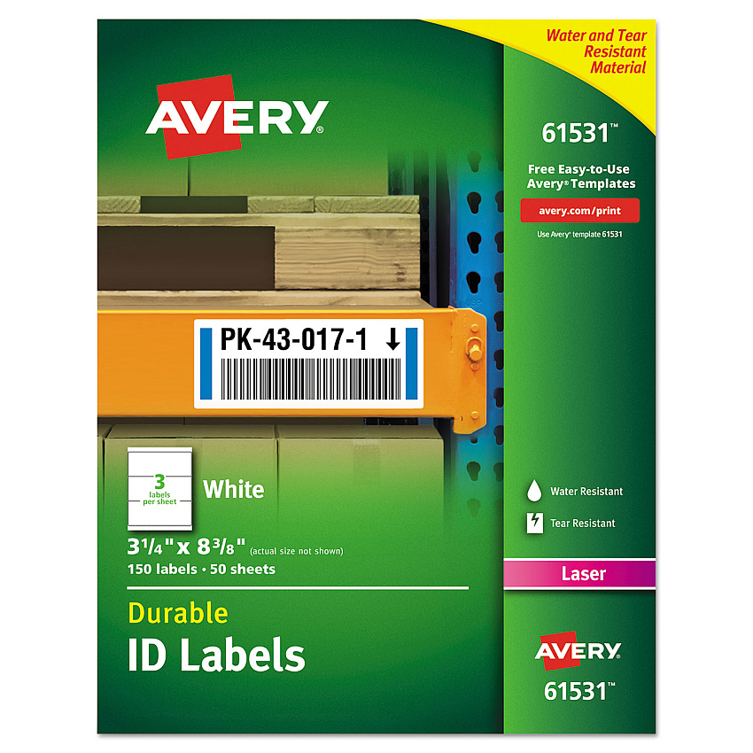 Avery 61531 Durable Permanent ID Labels
