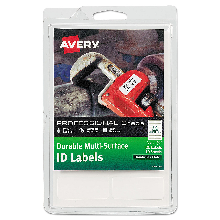 Avery 61521 Durable Permanent Multi-Surface ID Labels