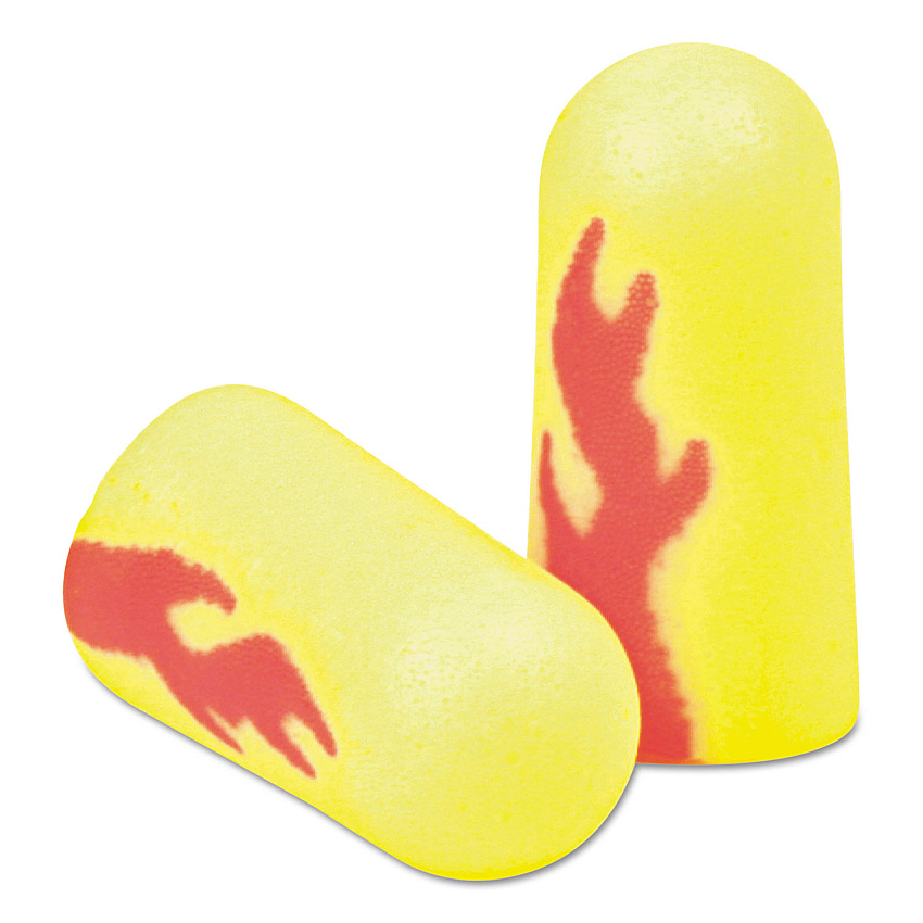 3M E-A-Rsoft Blasts Earplugs, Uncorded, Foam, Yellow Neon/Red Flame, 200 Pairs (3121252)