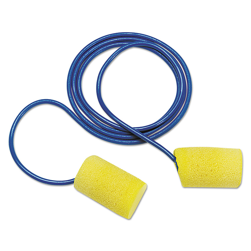 3M E-A-R Classic Earplugs, Corded, PVC Foam, Yellow, 200 Pairs (3111101)
