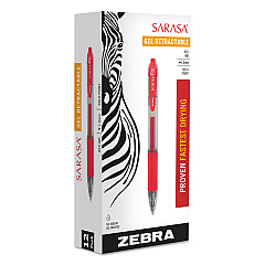 Zebra Sarasa Dry Gel X20 Gel Pen, Retractable, Bold 1 mm, Red Ink, Translucent Red Barrel, Dozen (46630)
