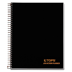 TOPS JEN Action Planner, 1 Subject, Narrow Rule, Black Cover, 8.5 x 6.75, 100 Sheets (63828)