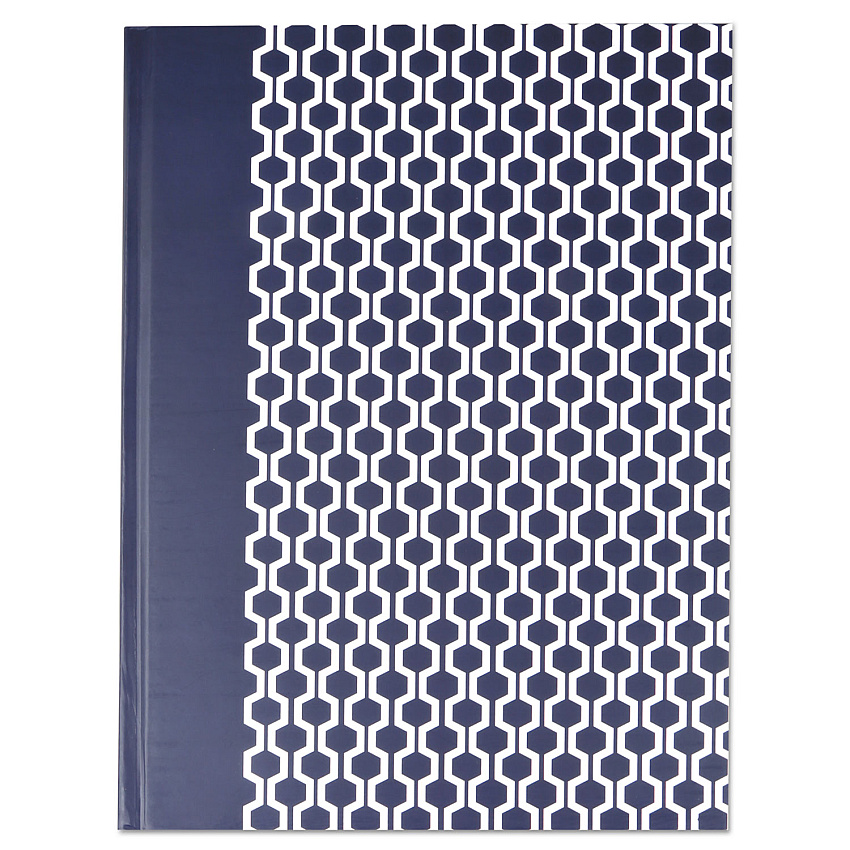 Universal Casebound Hardcover Notebook, 1 Subject, Wide/Legal Rule, Dark Blue/White Cover, 10.25 x 7.63, 150 Sheets (UNV66351)