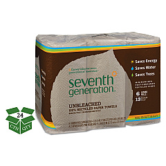 Seventh Generation Natural Unbleached 100% Recycled Paper Kitchen Towel Rolls, 2-Ply, 11 x 9, 120/Roll, 24 Rolls/Carton (13737)