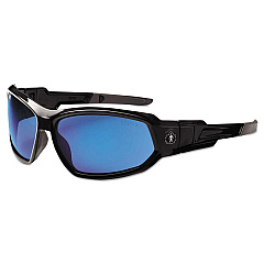 ergodyne Skullerz Loki Safety Glass/Goggle, Black Frame/Blue Mirror Lens, Nylon/Polycarb (56092)