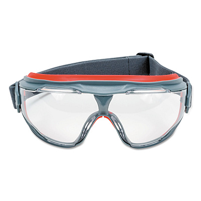 3M GoggleGear 500Series Safety Goggles, Anti-Fog, Red/Gray Frame, Clear Lens,10/Ctn (GG501SGAF)