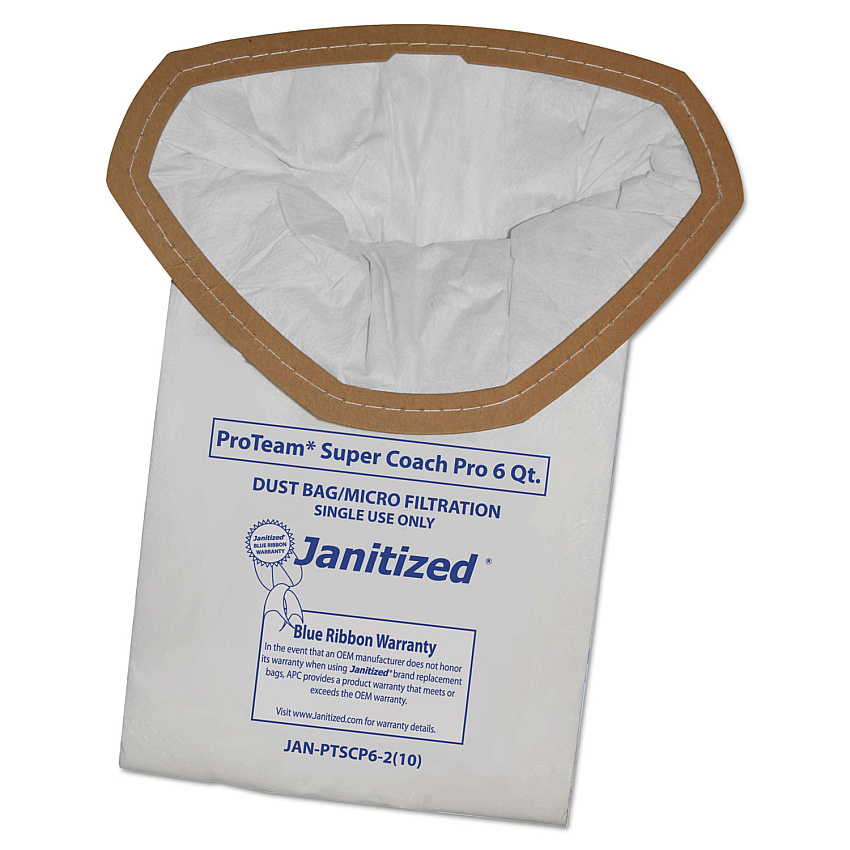 Janitized Vacuum Filter Bags Designed to Fit ProTeam Super Coach Pro 6/GoFree Pro, 100/CT (JANPTSCP62)
