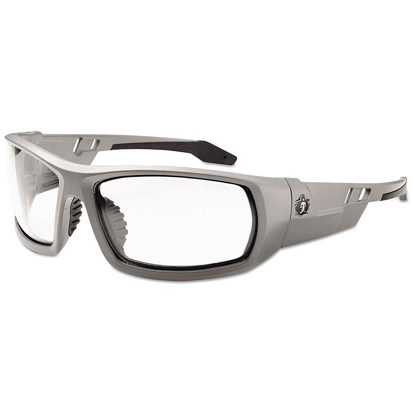 ergodyne Skullerz Odin Safety Glasses, Gray Frame/Clear Lens, Anti-Fog, Nylon/Polycarb (50103)