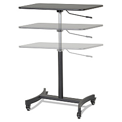 Victor DC500 High Rise Collection Mobile Adjustable Standing Desk, 30.75" x 22" x 29" to 44", Black