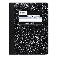 Mead Composition Book, Wide/Legal Rule, Black Cover, 9.75 x 7.5, 100 Sheets (09910)