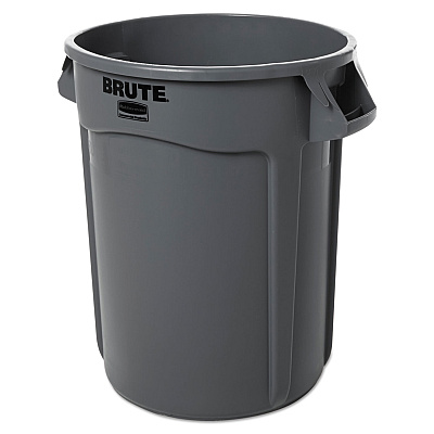 Rubbermaid Commercial Round Brute Container, Plastic, 32 gal, Gray (263200GY)