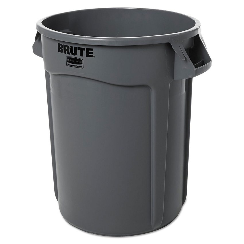 Rubbermaid Commercial Round Brute Container, Plastic, 32 gal, Gray (263200GY)