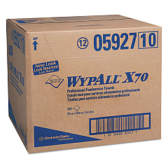 WypAll X70 Foodservice Towels, 1/4 Fold, 12.5 x 23.5, Blue, 300/Carton (05927)