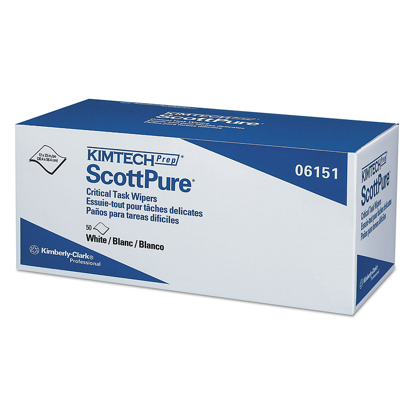 Kimtech SCOTTPURE Critical Task Wipers, 12 x 23, White, 50/Box, 8 Boxes/Carton (06151)