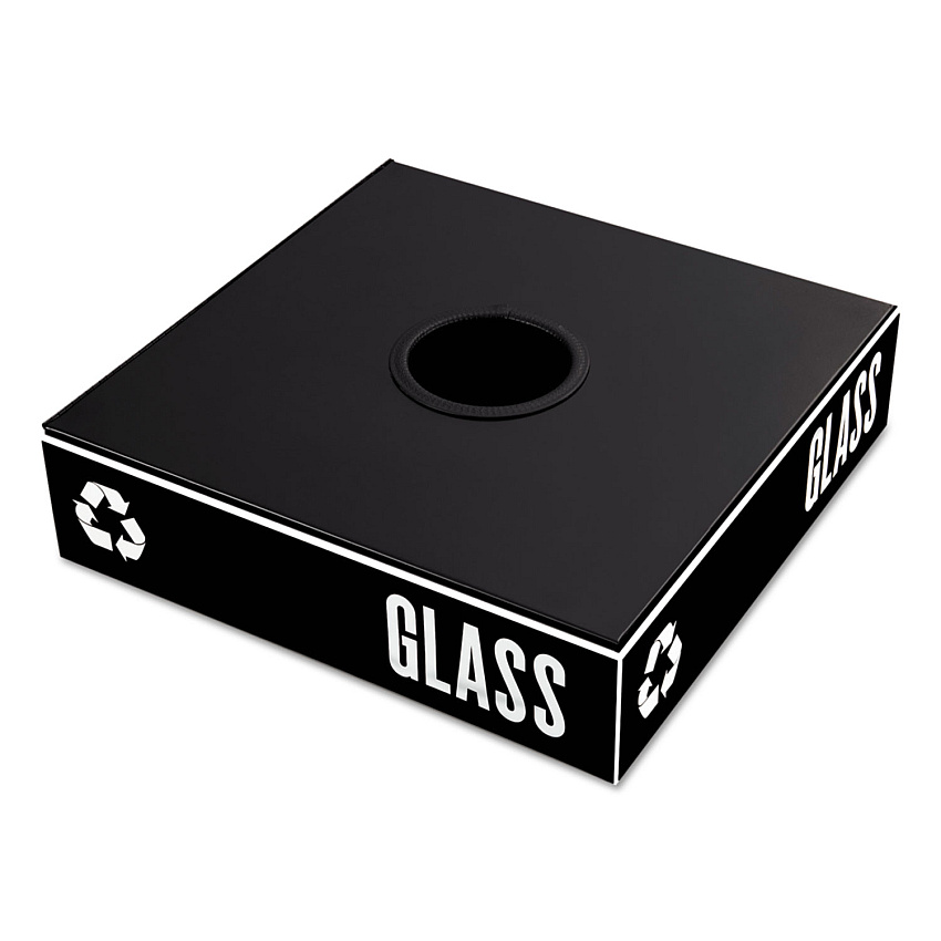 Safco Public Square Recycling Container Lid, Circular Opening, 15.25 x 15.25 x 2, Black (2988BL)
