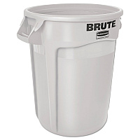 Rubbermaid Commercial Round Brute Container, Plastic, 10 gal, White (2610WHI)