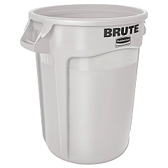 Rubbermaid Commercial Round Brute Container, Plastic, 10 gal, White (2610WHI)