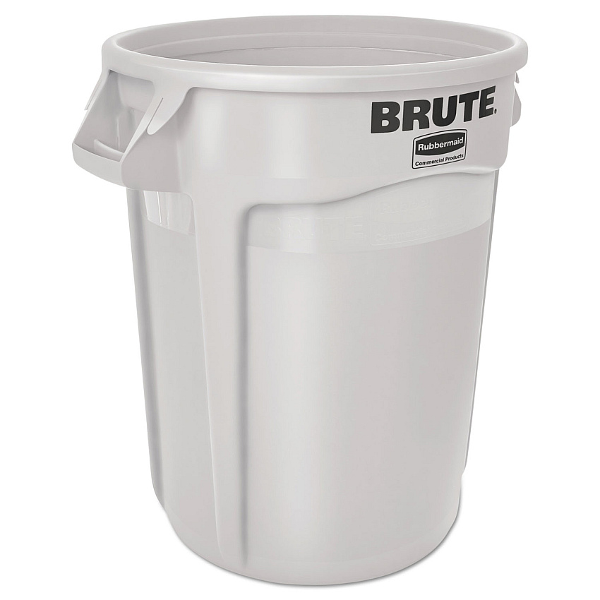 Rubbermaid Commercial Round Brute Container, Plastic, 10 gal, White (2610WHI)