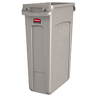 Rubbermaid Commercial Slim Jim Receptacle with Venting Channels, Rectangular, Plastic, 23 gal, Beige (354060BG)