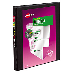 Avery Durable View Binder with DuraHinge and Slant Rings, 3 Rings, 0.5" Capacity, 11 x 8.5, Black (17001)