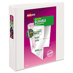 Avery Durable View Binder with DuraHinge and Slant Rings, 3 Rings, 2" Capacity, 11 x 8.5, White (17032)