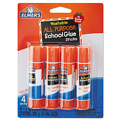 Elmer's Washable School Glue Sticks, 0.24 oz, Applies and Dries Clear, 4/Pack (E542)
