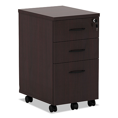 Alera Valencia Series Mobile Pedestal File, Left/Right, 3-Drawers: Box/Box/File, Legal/Letter, Mahogany, 15.88 x 20.5 x 28.38 (ALEVA572816MY)