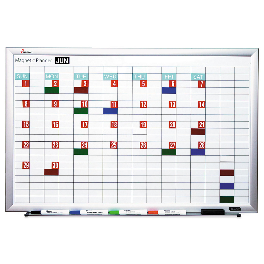 AbilityOne 7110016222127 SKILCRAFT Magnetic Work/Plan Dry Erase Kit, 36 x 24, Silver