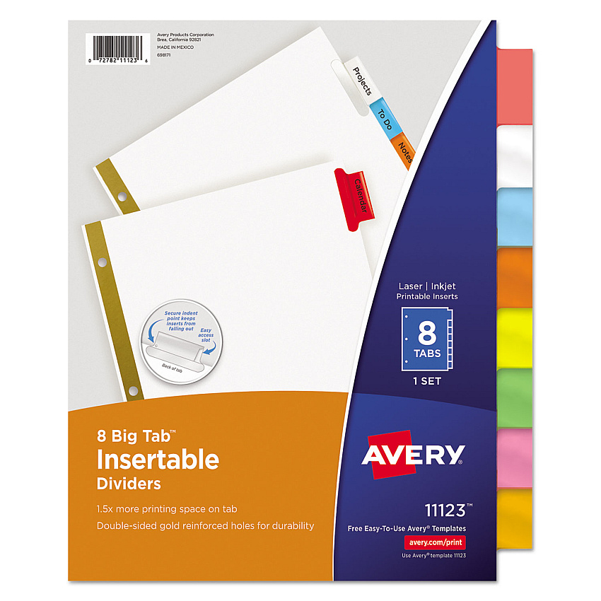 Avery Insertable Big Tab Dividers, 8-Tab, Letter (11123)