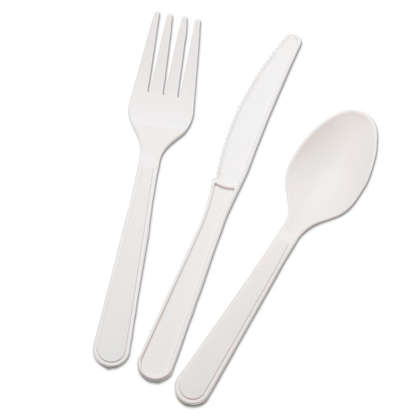 AbilityOne 7360015643560,SKILCRAFT,  Biobased Cutlery Set with Knife, Spoon, Fork, 400 Sets/Box