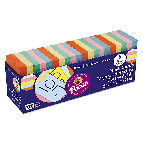 Pacon Blank Flash Card Dispenser Boxes, 2 x 3, Assorted, 1,000/Pack (74170)